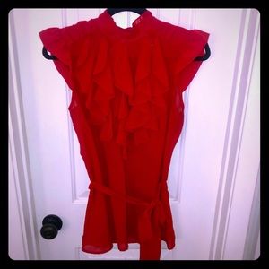 Red Charlotte Russe Ruffled Blouse